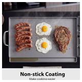 Utheer Cast Iron Griddle for Gas Grill, 25' x16' Flat Top for Outdoor Grill Rectangular Plate with Removable Handles for Charcoal Camping, Tailgating, and Parties
