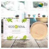 ECO SOUL 8 Inch Round 100 Percent Compostable, Biodegradable, Disposable Palm Leaf Plates, Eco-friendly, Sturdy, Microwave and Oven Safe (200 Pack)