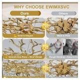$230 Modern Crystal Chandelier, 31.5' Chandeliers for Dining Room Gold Tree Branch Chandelier Lighting, Round Living Room Chandeliers Over Table, Branches and Crystals Ceiling Light Fixtures