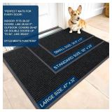 OLANLY Front Door Mat Indoor Outdoor Entrance, 2-Pack 33 x 21 Inch, Waterproof Heavy Duty Doormat, Fade Resistant, Low Profile, Easy Clean Patio Porch Welcome Floor Mats for Entry, Black
