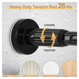 Black Tension Curtain Rod 41-126 In(4-10Ft), Long Curtain Rod No Drilling for Window or Bathroom,Outdoor Tension Rods for Patio, Heavy Duty Shower Rod,Rod Diameter 1.26In-One-bond stretching