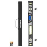 Huepar 48-Inch Digital Level, Professional Smart Precision Torpedo Level Tool, Bright LCD Display, Audible Alerts, Magnetic Bottom, IP54 Dust Water Resistant, with Carrying Case