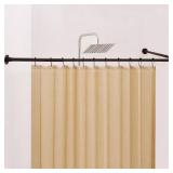 Corner Shower Curtain Rod, 24'-53' x 24'-53' Adjustable L Shaped Shower Rod No-Sagging 304 Stainless 90 Degree Curved Curtain Rod for Bathroom Bathtub with 12 Ring Hooks & Ceiling Support