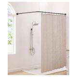 Corner Shower Curtain Rod, 24'-53' x 24'-53' Adjustable L Shaped Shower Rod No-Sagging 304 Stainless 90 Degree Curved Curtain Rod for Bathroom Bathtub with 12 Ring Hooks & Ceiling Support