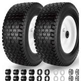 13x5.00-6 Flat Free Tire and Wheel with 3/4' & 5/8' Bearings   2 Pack 13x5x6 Solid Lawn Mower Tires for Riding Lawn Mower Tires and Wheel with 3' Centered Hub
