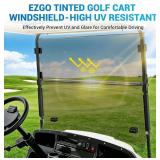 EZGO Golf Cart Windshield, Foldable EZGO Tinted Windshield for 1995-2013 EZGO TXT, PDS, DCS Golf Carts, UV and Impact Resistant, PC Golf Cart Windshield with Clips