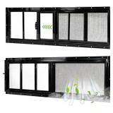 $129 Yuzzy Shed Windows 2 Pack, 12'x36' Sliding Windows Transom Window with Tempered Glass and Removable Fiberglass Screen for Shed, Chicken Coop, Playhouse, Household, Garage, Barns (Black)