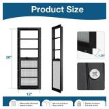 $129 Yuzzy Shed Windows 2 Pack, 12'x36' Sliding Windows Transom Window with Tempered Glass and Removable Fiberglass Screen for Shed, Chicken Coop, Playhouse, Household, Garage, Barns (Black)