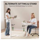 CROWNFURN Overbed Bedside Table with Wheels,Height Adjustable Bedside Table for Recliner,Rolling Standing Desk for Home Hospital,White