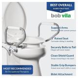 $184 Bemis Assurance 3' Raised Toilet Seat with Handles and Bidet Attachment, Therapist Preferred for Safety, Secure Hinges, Clean Shield Guard, Elongated, White