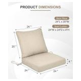 BPS 24 x 24 Inch Outdoor Chair Cushion Set, Fade-Resistant and Water-Resistant Solution-Dyed Polyester Fabric Patio Deep Seat Cushion with Removable Cover and Straps for Outdoor/Indoor Use