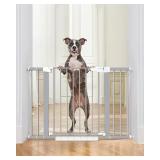 Cumbor 30-46' Baby Gate for Stairs, Gifts for Mom-Auto Close Dog Gate for The House, Easy Install Pressure Mounted Pet Gates for Doorways, Easy Walk Thru Wide Safety Gate for Dog, Gray