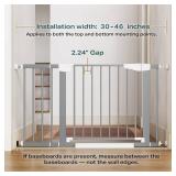 Cumbor 30-46' Baby Gate for Stairs, Gifts for Mom-Auto Close Dog Gate for The House, Easy Install Pressure Mounted Pet Gates for Doorways, Easy Walk Thru Wide Safety Gate for Dog, Gray