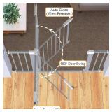 Cumbor 30-46' Baby Gate for Stairs, Gifts for Mom-Auto Close Dog Gate for The House, Easy Install Pressure Mounted Pet Gates for Doorways, Easy Walk Thru Wide Safety Gate for Dog, Gray