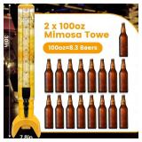 2 Pcs Beer Dispenser, 3L/100 Oz Mimosa Tower with Ice Tube for Bar Party, Tabletop Beer Dispenser for Beer, Liquor, Beverage (Yellow)