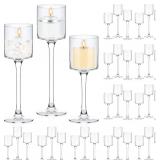 $210 Yaomiao 36 Pcs Tall Glass Candle Holder Floating Candles for Centerpieces Clear Tall Tea Light Candleholders for Wedding Party Dining Bathroom Table Pillar Settings, 3 Sizes 7.87'& 9'& 10.2' H
