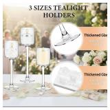 $210 Yaomiao 36 Pcs Tall Glass Candle Holder Floating Candles for Centerpieces Clear Tall Tea Light Candleholders for Wedding Party Dining Bathroom Table Pillar Settings, 3 Sizes 7.87'& 9'& 10.2' H