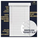 30.5' X 60' Lotus & Windoware Cordless Faux Wood Blind, Smooth, Bright White, Privacy Slats, Blinds for Indoor Windows, 30.5' X 60'