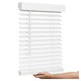 30.5' X 60' Lotus & Windoware Cordless Faux Wood Blind, Smooth, Bright White, Privacy Slats, Blinds for Indoor Windows, 30.5' X 60'