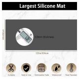 Super Large Silicone Mat, 120'x24' Silicone Mats for Kitchen Counter, Non-Slip Heat Resistant Mat,Thicken Kitchen Counter Mat, Waterproof Countertop Protector for Craft (Light Grey)