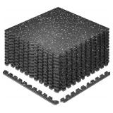 $140 SUPERJARE 0.79' Extra-Thick Exercise Equipment Mats, 12 Pcs 48 Sq Ft Rubber Top Floor Tiles with High Density EVA Foam, Interlocking Gym Flooring for Home Gym, Workout Mat, Black/Grey