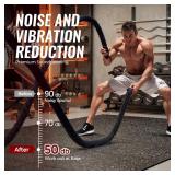 $140 SUPERJARE 0.79' Extra-Thick Exercise Equipment Mats, 12 Pcs 48 Sq Ft Rubber Top Floor Tiles with High Density EVA Foam, Interlocking Gym Flooring for Home Gym, Workout Mat, Black/Grey