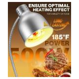 $130 Food Heat Lamp: Rapid-Heating Bulbs Included Steady Heating Commercial Food Warmer Lamp, Electric Heat Lamp for Food Catering Food Warming Lamp for Buffet Parties (Painted Silver, 32' (2-Head))
