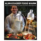 $130 Food Heat Lamp: Rapid-Heating Bulbs Included Steady Heating Commercial Food Warmer Lamp, Electric Heat Lamp for Food Catering Food Warming Lamp for Buffet Parties (Painted Silver, 32' (2-Head))