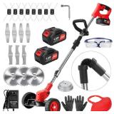 Electric Weed Wacker Cordless,24v Battery Powered Weed Eater with Blade & 2 4.0 Ah Batteries & Charger, 3 in 1 Women Lightweight Grass Trimmer  Brush Cutters for Gardens, Yards, and Patios