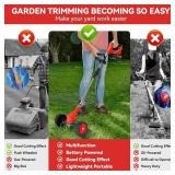 Electric Weed Wacker Cordless,24v Battery Powered Weed Eater with Blade & 2 4.0 Ah Batteries & Charger, 3 in 1 Women Lightweight Grass Trimmer  Brush Cutters for Gardens, Yards, and Patios