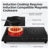 Double Induction Cooktop,Portable Induction Cooker with 2 Burner Independent Control,Ultrathin Body,10 Temperature,1800W-Multiple Power Levels,3 Hour Timer,Safety Lock