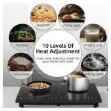 Double Induction Cooktop,Portable Induction Cooker with 2 Burner Independent Control,Ultrathin Body,10 Temperature,1800W-Multiple Power Levels,3 Hour Timer,Safety Lock
