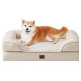 EHEYCIGA Orthopedic Dog Beds for Large Dogs, Waterproof Memory Foam Large Pet Bed with Sides, Non-Slip Bottom and Egg-Crate Foam Dog Couch Bed with Washable Removable Cover, Beige