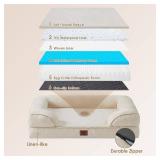 EHEYCIGA Orthopedic Dog Beds for Large Dogs, Waterproof Memory Foam Large Pet Bed with Sides, Non-Slip Bottom and Egg-Crate Foam Dog Couch Bed with Washable Removable Cover, Beige