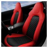 $190 GIANT PANDA Front Car Seat Covers Customized Fit 2014 2015 2016 2017 2018 2019 Chevy Chevrolet Corvette C7 Standard Seats, Leather, Black&Red