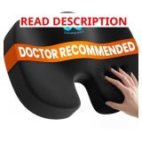 Everlasting Comfort Doctor Recommended Memory Foam Seat Cushion for Office Chairs & Car - Ergonomic Office Desk Accessories - Cushions for Tailbone Pain Relief, Sciatica (Black, Large)