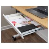 Stand Up Desk Store Add-On Office Sliding Under-Desk Drawer Storage Organizer for Standing Desks | Requires 14' of Front to Back Clearance Beneath Desks and Tables (White)