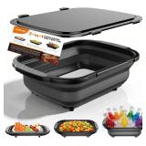 Collapsible BBQ Prep Tubs with Titanium Cutting Board, Large-Capacity 5.3Gal/20L Barbecue Utensils, with Locking Lid, Strong Sealing and Leak-Proof Design. Suitable for Kitchen and Outdoor.