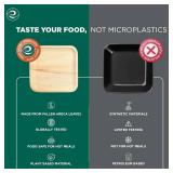ECO SOUL Palm Leaf Like Bamboo Plates, 7 & 10 Inch Square, 50 Pack Bulk Disposable Dinnerware Combo, Compostable Biodegradable Natural Wooden Tableware, Party Pack for Catering, Wedding, Events
