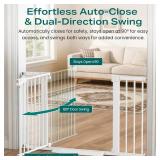 Cumbor 30-46' Baby Gate for Stairs, Toddler Safety Essentials for The House, Auto Close Dog Gate for Doorways, Mom's Choice Awards Winner-Easy Install Pressure Mounted Pet Gates for Dogs, White