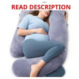 Momcozy Pregnancy Pillows for Sleeping, U Shaped Full Body Maternity Pillow with Removable Cover - Support for Back, Legs, Belly, HIPS for Pregnant Women, 57 Inch Pregnancy Pillow for Women, Grey