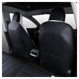 $230 Suitable for Tesla Model 3 Seat Covers, Waterproof Faux Leather Car Seat Covers Full Set forTesla Model 3 2023 2022 2021 2020 2019 2018 2017 (Black+ White)