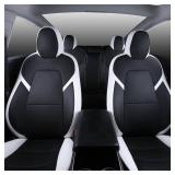 $230 Suitable for Tesla Model 3 Seat Covers, Waterproof Faux Leather Car Seat Covers Full Set forTesla Model 3 2023 2022 2021 2020 2019 2018 2017 (Black+ White)