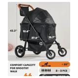$159 Zoosky Medium Dog Stroller for Large Dogs, pet Stroller for Medium Dogs Up to 66lbs, All-Terrain with Adjustable Handle & Canopy, Sun Shades, Storage Organizer, Waterproof Oxford Fiber