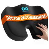 Everlasting Comfort Doctor Recommended Memory Foam Seat Cushion for Office Chairs & Car - Ergonomic Office Desk Accessories - Cushions for Tailbone Pain Relief, Sciatica (Black, Large)