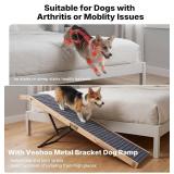 $130 Veehoo Folding Dog Ramp for Bed Couch, 65' Long Stairs for Dogs to Get on High Bed with Platform and 5 Adjustable Height 20' to 31 , Wooden Senior Dog Ramp Steps for Small to Large Dogs, up to 22