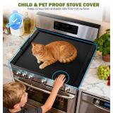 Noodle Board Stove Cover with Handles, Ultra Thick Wood Stove Top Cover Board for Electric/Gas Stove, Counter Space Top Covers Used As Sink Covers & Decorative Tray for Kitchen (Black)