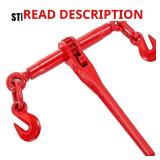 VEVOR 9215LBS 3/8'   1/2' Ratchet Binders 9,215 LBS Secure Working Load, G70 Hooks and Adjustable Length, for Grade 70-80 Chains, Tie Down, Hauling, Towing, 2-Pack, Red