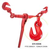 VEVOR 9215LBS 3/8'   1/2' Ratchet Binders 9,215 LBS Secure Working Load, G70 Hooks and Adjustable Length, for Grade 70-80 Chains, Tie Down, Hauling, Towing, 2-Pack, Red