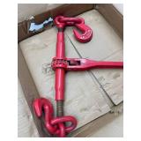 VEVOR 9215LBS 3/8'   1/2' Ratchet Binders 9,215 LBS Secure Working Load, G70 Hooks and Adjustable Length, for Grade 70-80 Chains, Tie Down, Hauling, Towing, 2-Pack, Red
